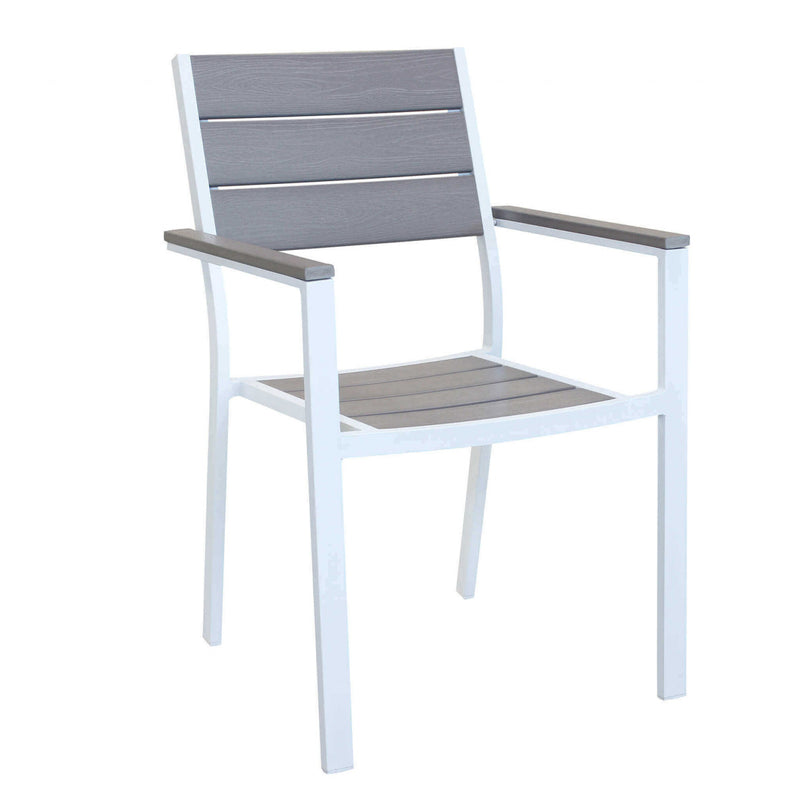 Sedia poltrona impilabile da esterno in alluminio con seduta e schienale