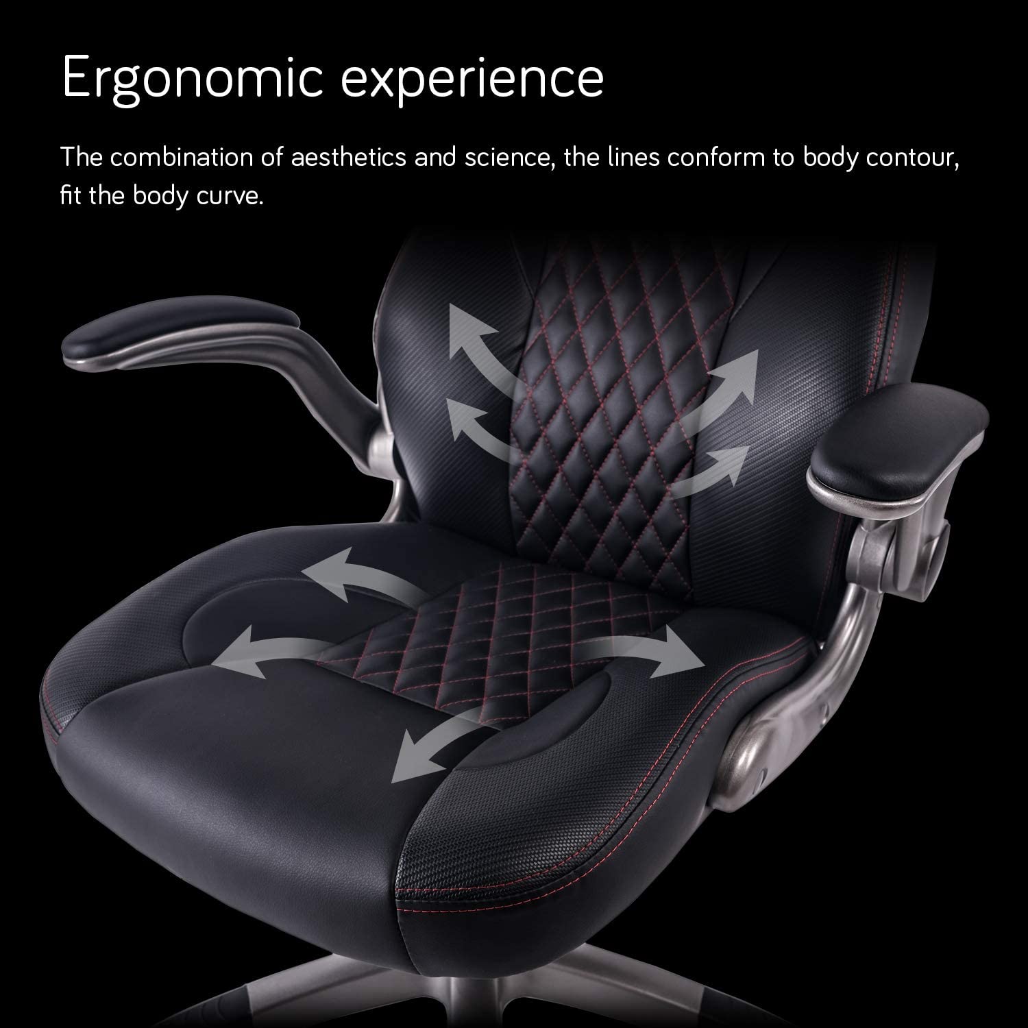 Poltrona da ufficio e gaming ergonomica in pelle sintetica con bordature