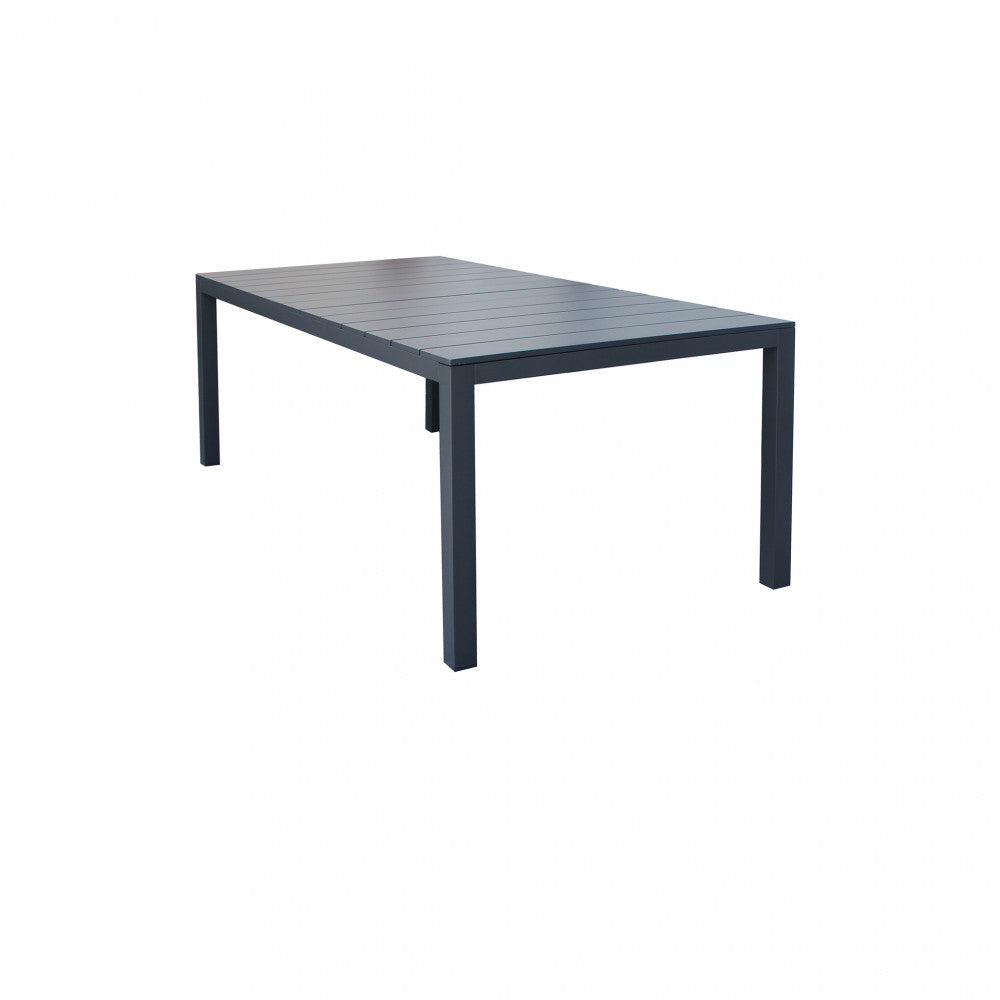 Tavolo estensibile da giardino con struttura in alluminio e piano effetto doghe Spenser