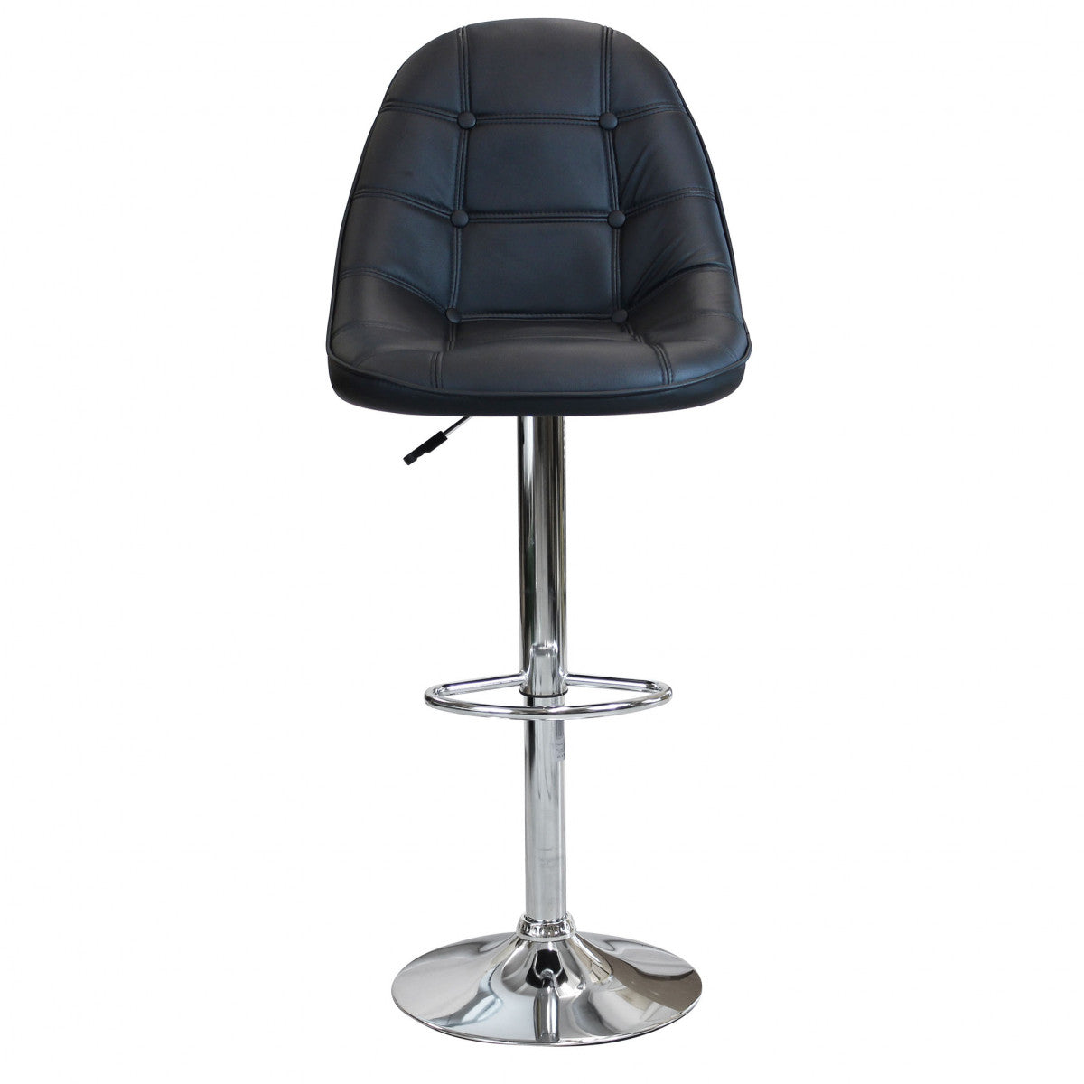 Sgabello in acciaio e ecopelle da interno bar con altezza regolabile Sil