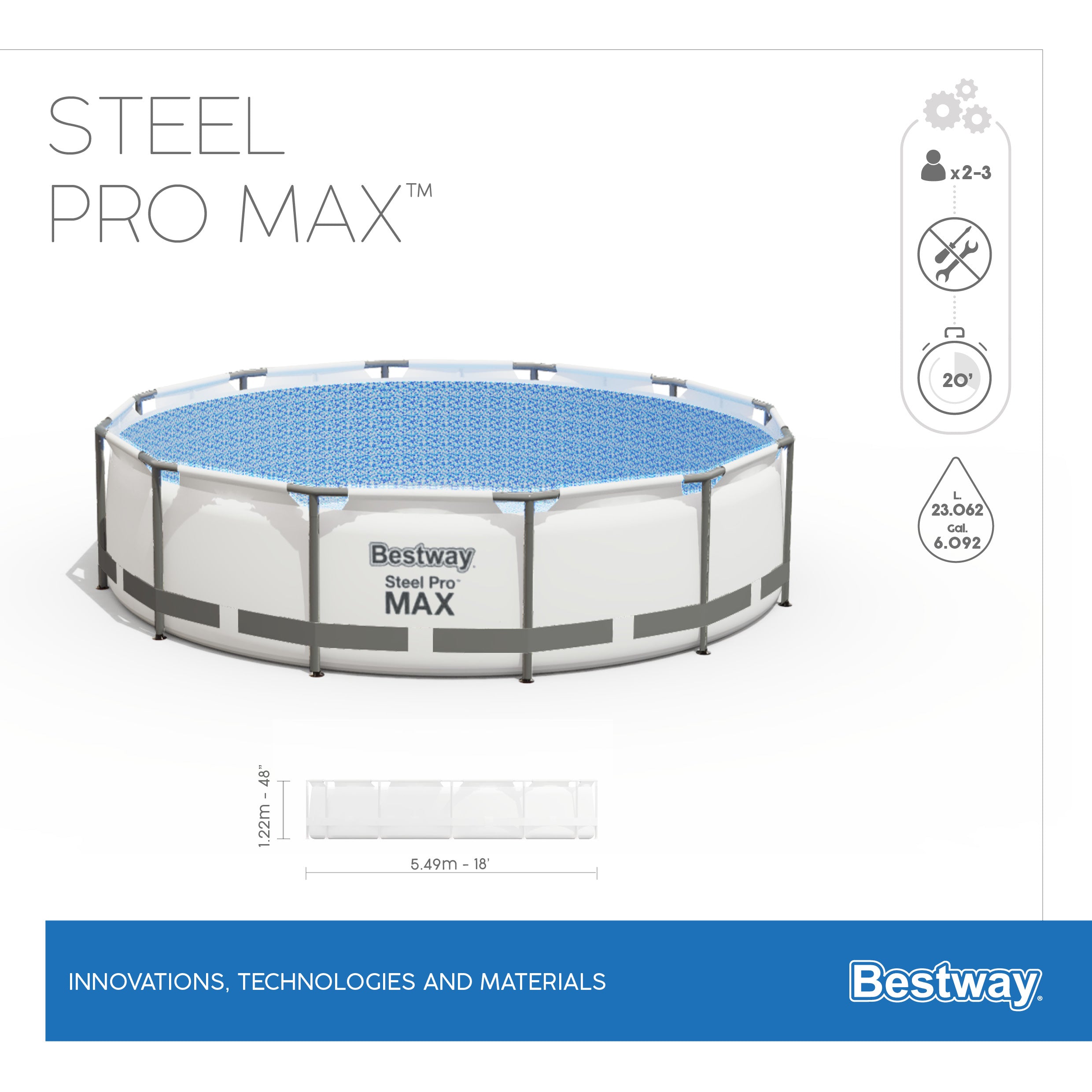 Piscina fuoriterra tonda 549x122H Steel Pro Max Bestway 56462 completa accessori