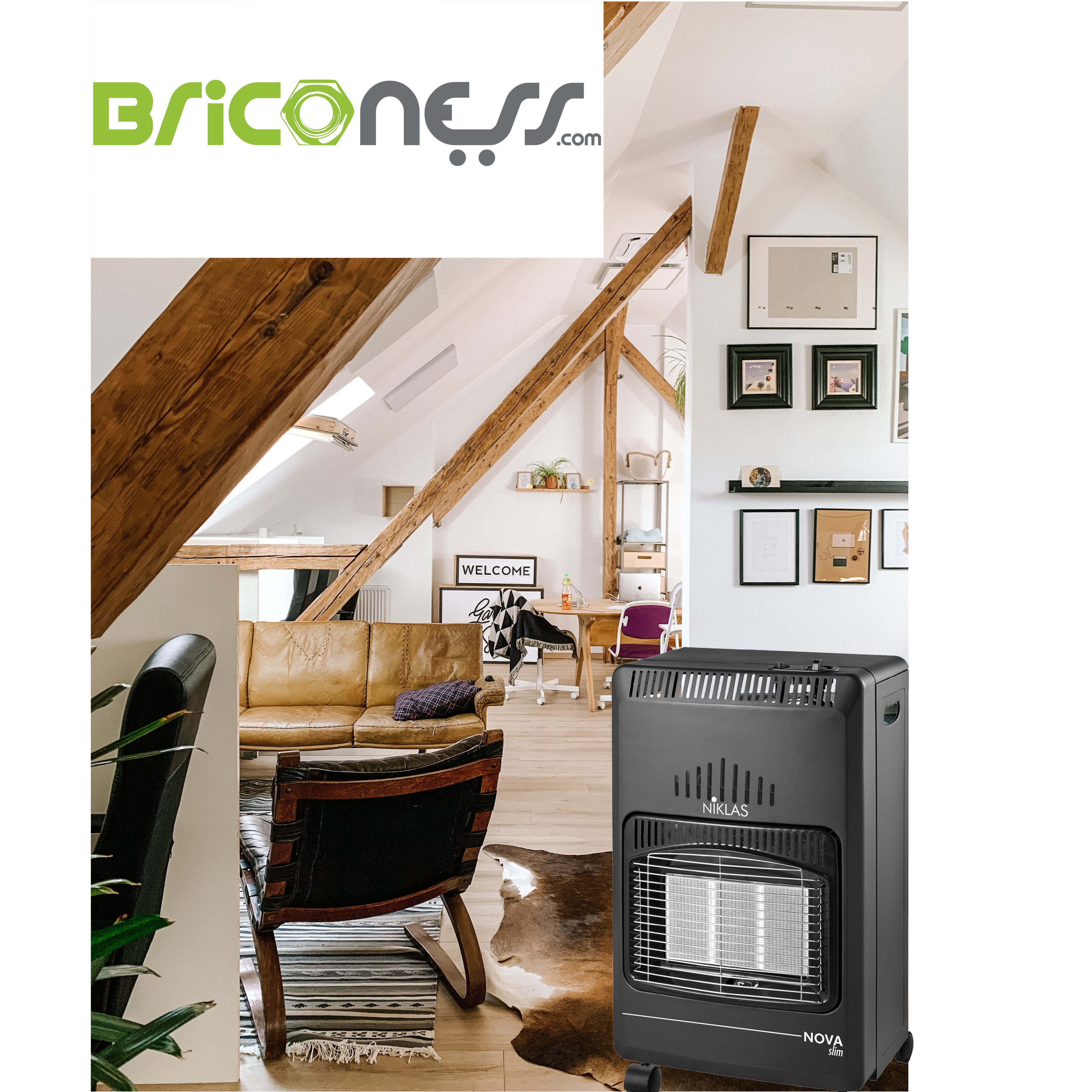 Stufa a gas infrarossi slim richiudibile 4200 W Nova Niklas