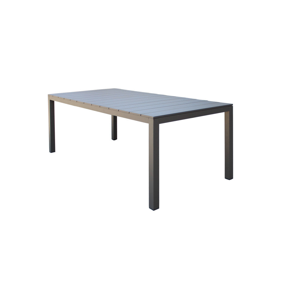 Tavolo estensibile da giardino con struttura in alluminio e piano effetto doghe Spenser