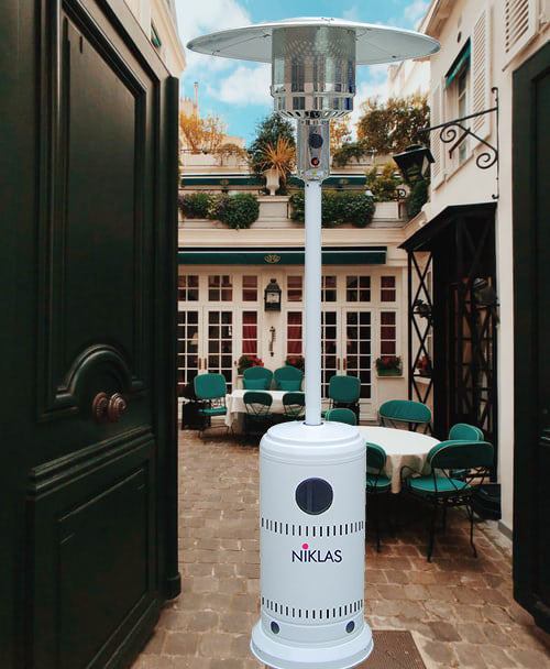 Stufa a gas termopatio da esterno modello a fungo Bianco Niklas