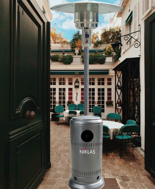 Stufa a gas termopatio da esterno modello a fungo grigio Niklas