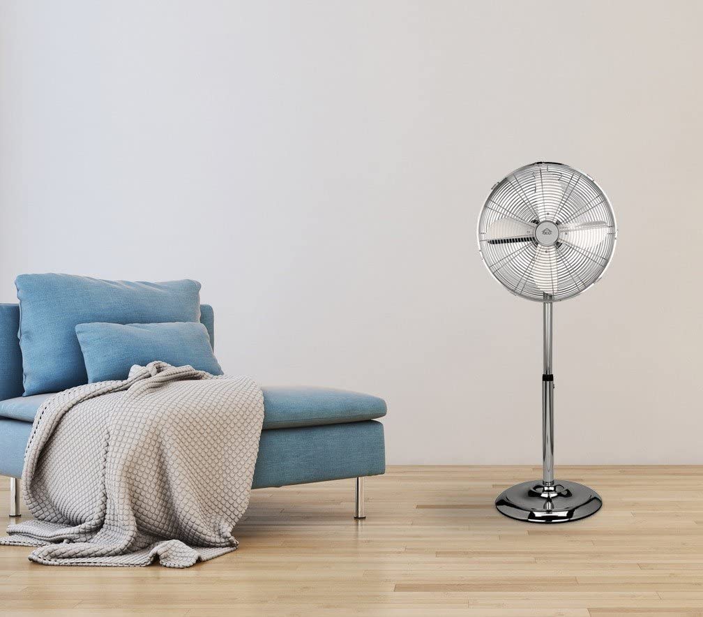 Ventilatore a piantana interamente in acciaio 4 pale 40 cm vintage Niklas Newage Chrome