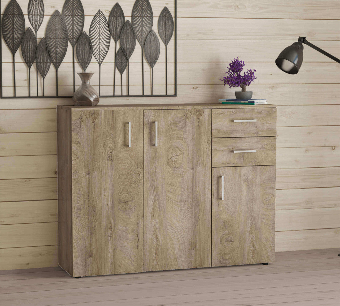 Mobile credenza da interno in legno nobilitato bilaminato con 3 ante e 2 cassetti Linea Classic